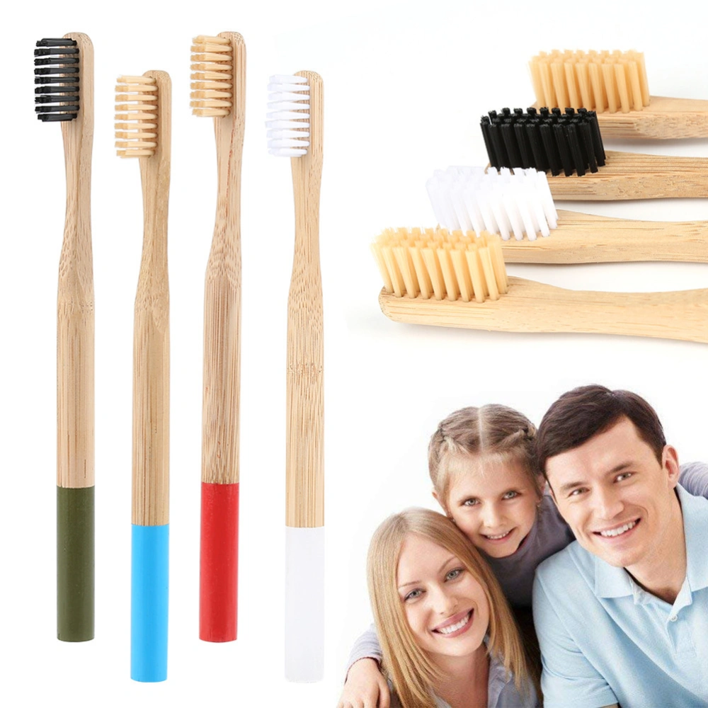 4pcs Biodegradable Bamboo Toothbrush Eco Friendly Toothbrushes for Travel Home Use (Grey)