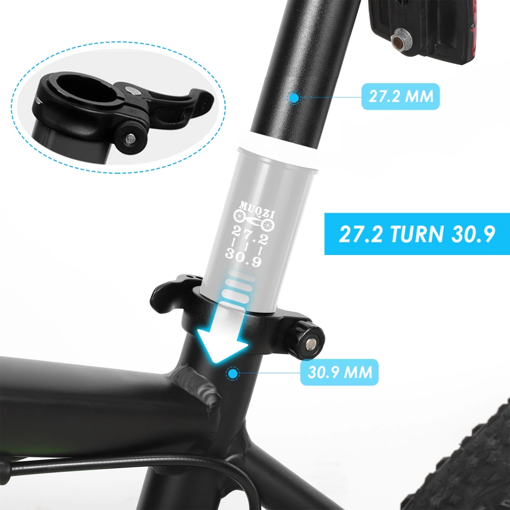 Clispeed Dead Fly Seat Post Tube Seatpost Reducing Sleeve Adapter Adjust Diameter 27.2 Turn 30.9 Mountain Bike Road Bike (Black)