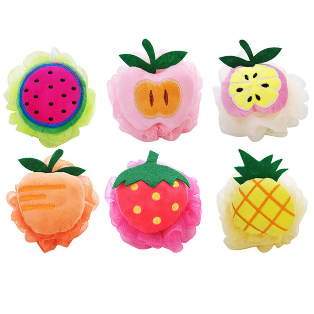 4pcs Colors Fruit Shaped Bath Ball Mesh Sponge Mesh Pouf Shower Ball (Random Pattern)