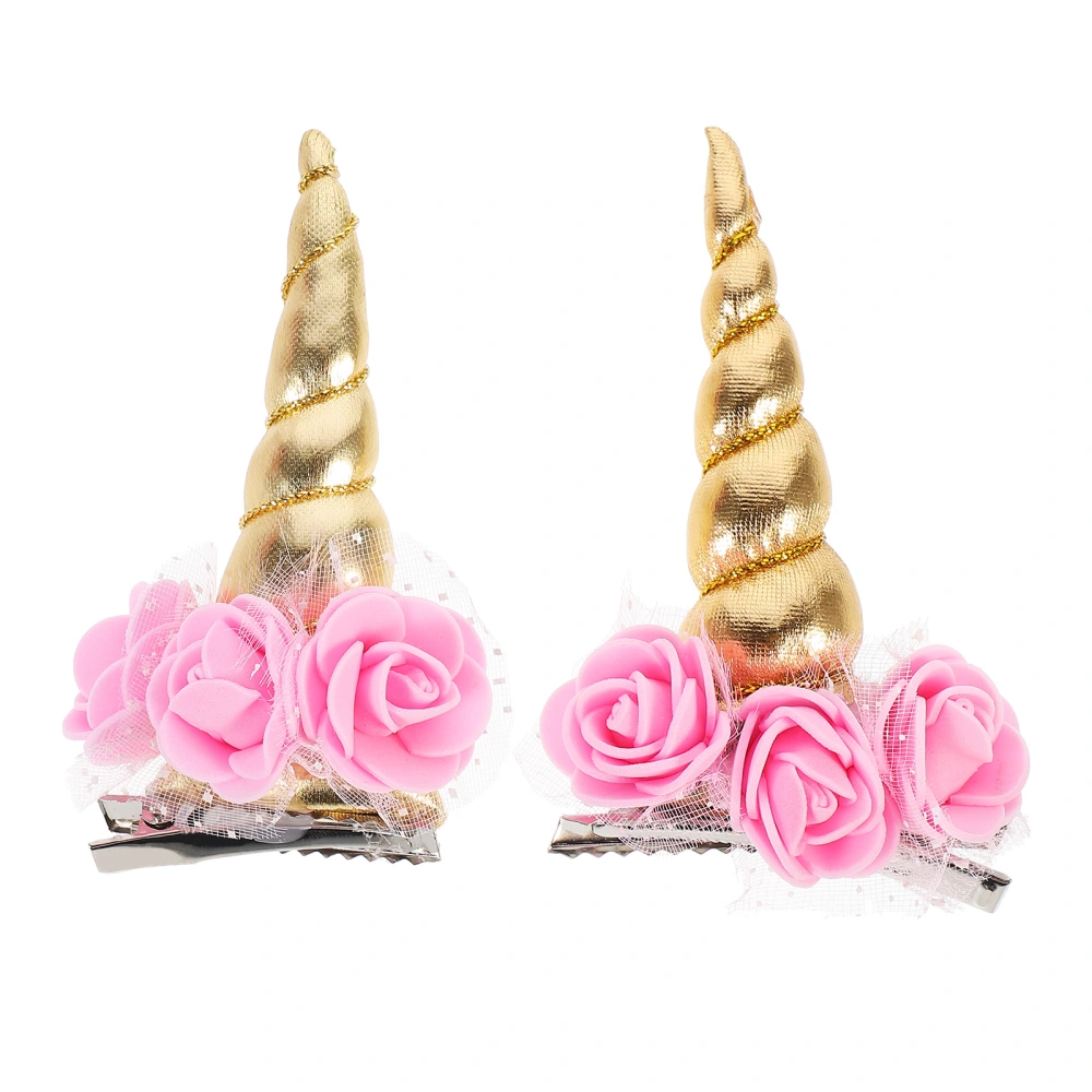 2pcs Unicorn Horn Hair Clips Cartoon Hairpins Baby Girls Hair Accessories