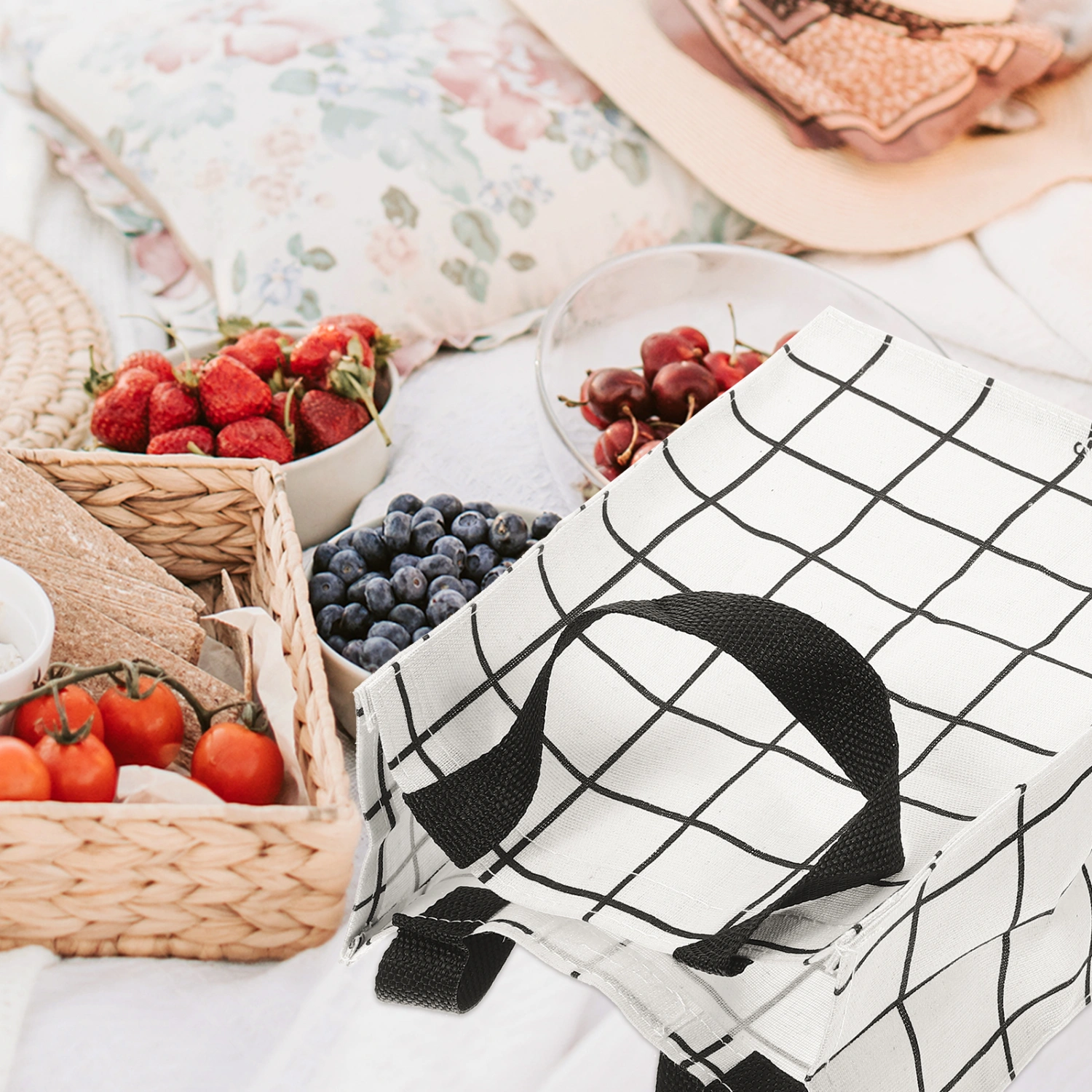 Canvas Lunch Bag Portable Lunch Bag Reusable Bento Box Bag Lunch Box Pouch