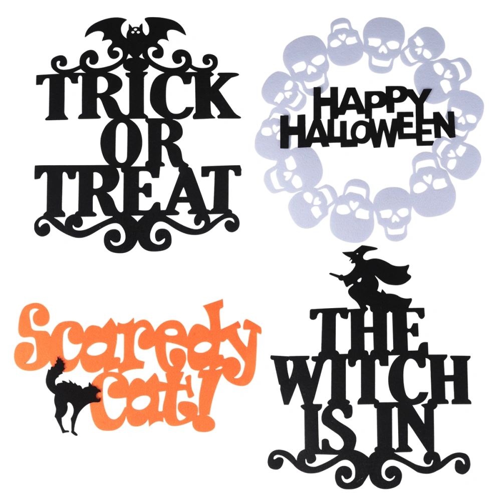 4Pcs Halloween Hanging Pendant Felt Hanging Decoration Party Layout Ornament Party Supplies (7+9+10+11)