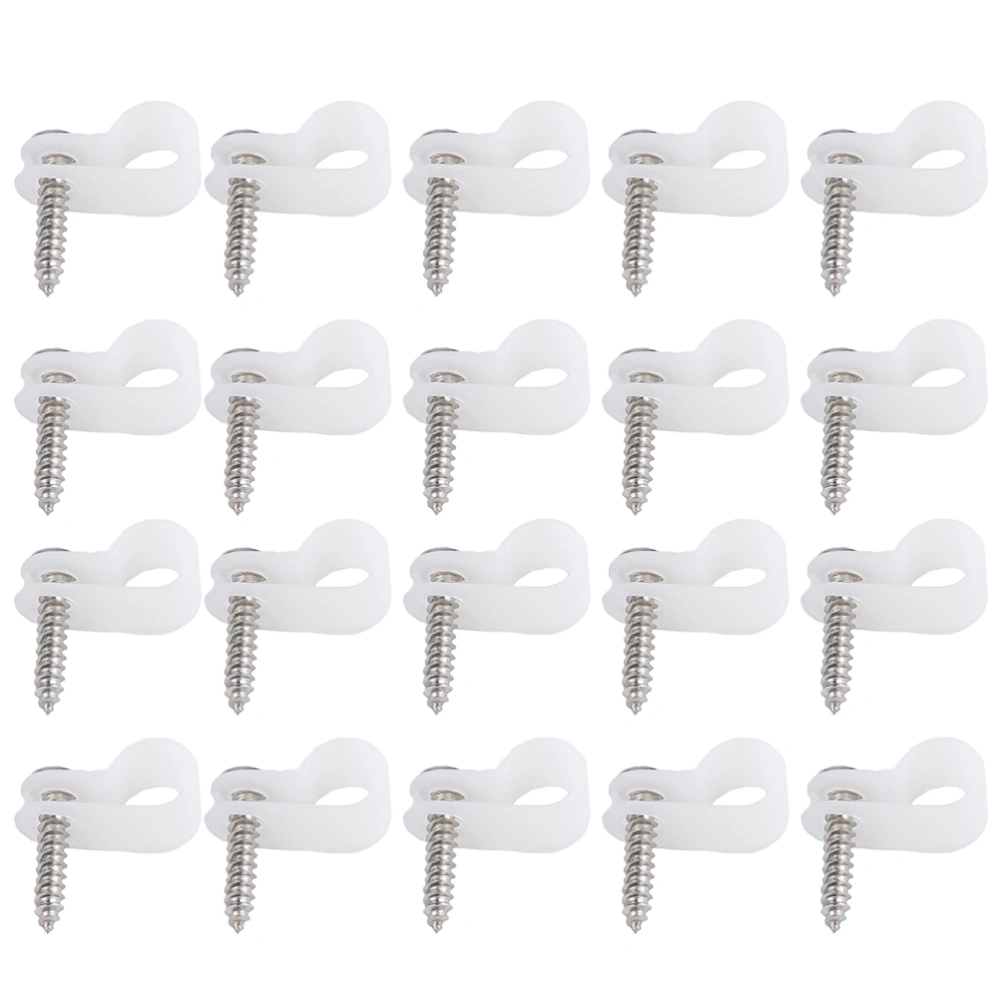 50Pcs Practical And Durable Thickened 1/4 R-type Plastic Bundle Wire Clip (White)