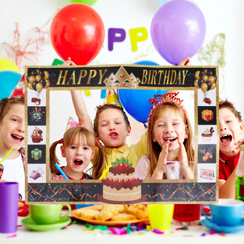 1Pc Children Birthday Paper Photo Frame Photo Booth Prop (Assorted Color)