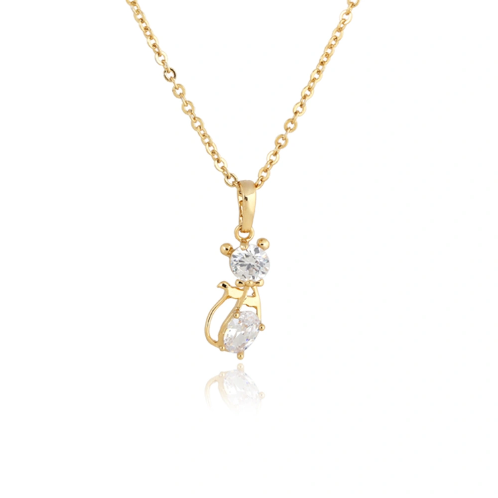 Mouse Shaped 18K Gold Plated Pendant Necklace with Austrian Zircon (Golden)