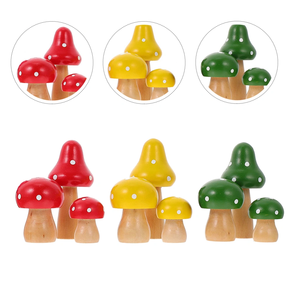 3 Sets of Small Mushroom Figurines Decorative Mushroom Adornments Bonsai Decorations