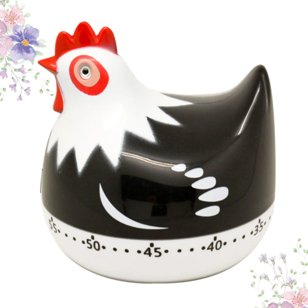 Hen Timer Mechanical Funny Creative Practical Kitchen Baking Reminder (Black)