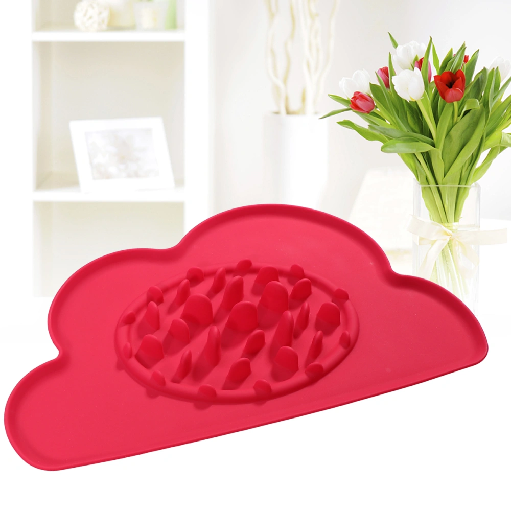 Pet Puppy Dog Cat Slow Feeder Anti Choke No Gulp Bloat Silicone Bowl Feed Dish (Red)