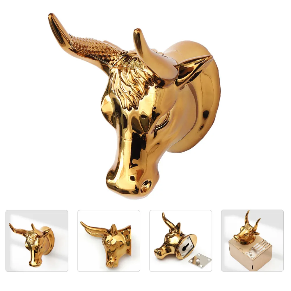 1Set Creative Ox Head Shaped Guitar Hanger Wall Mount Ukulele Hanger Golden