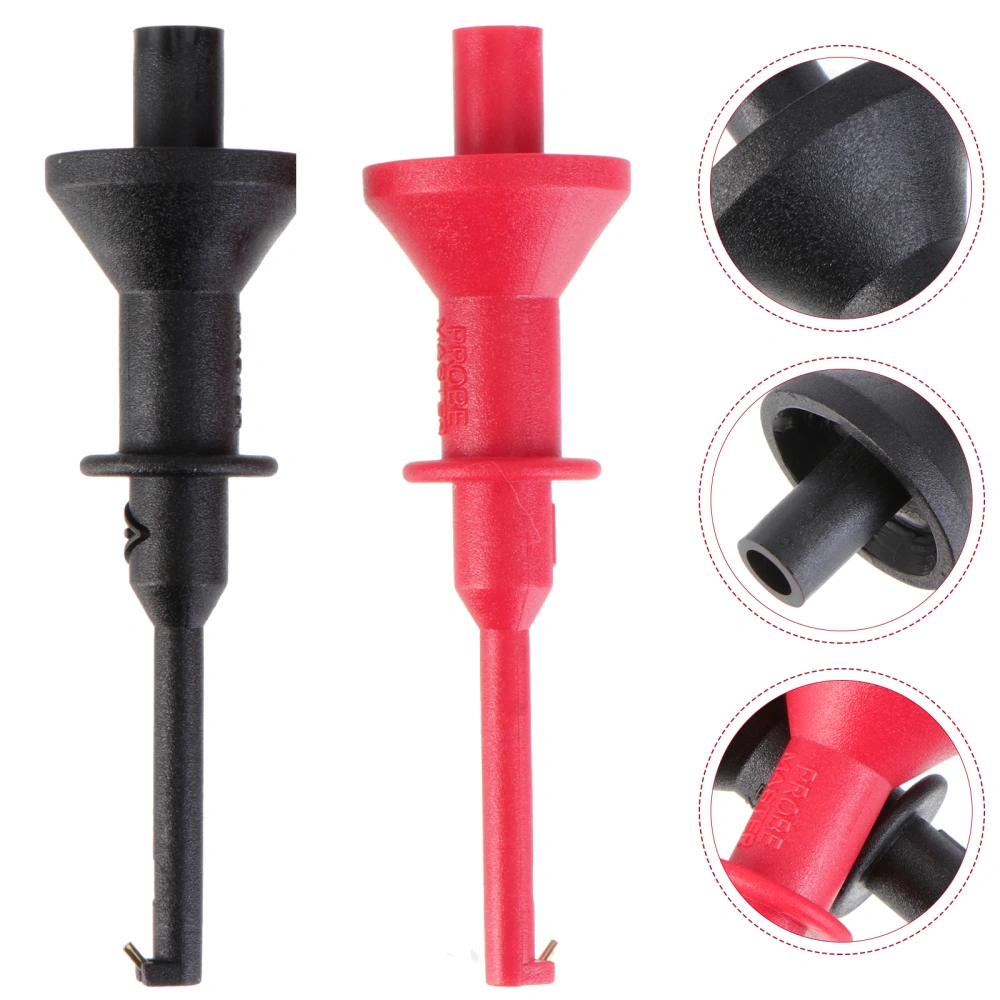 2pcs Testing Hook Clip Multimeters Test Lead Extension Probe Aperture 4mm Plug-in Testing Probe Clamp Clip for Testing Electronic (1 Red and 1 Black)