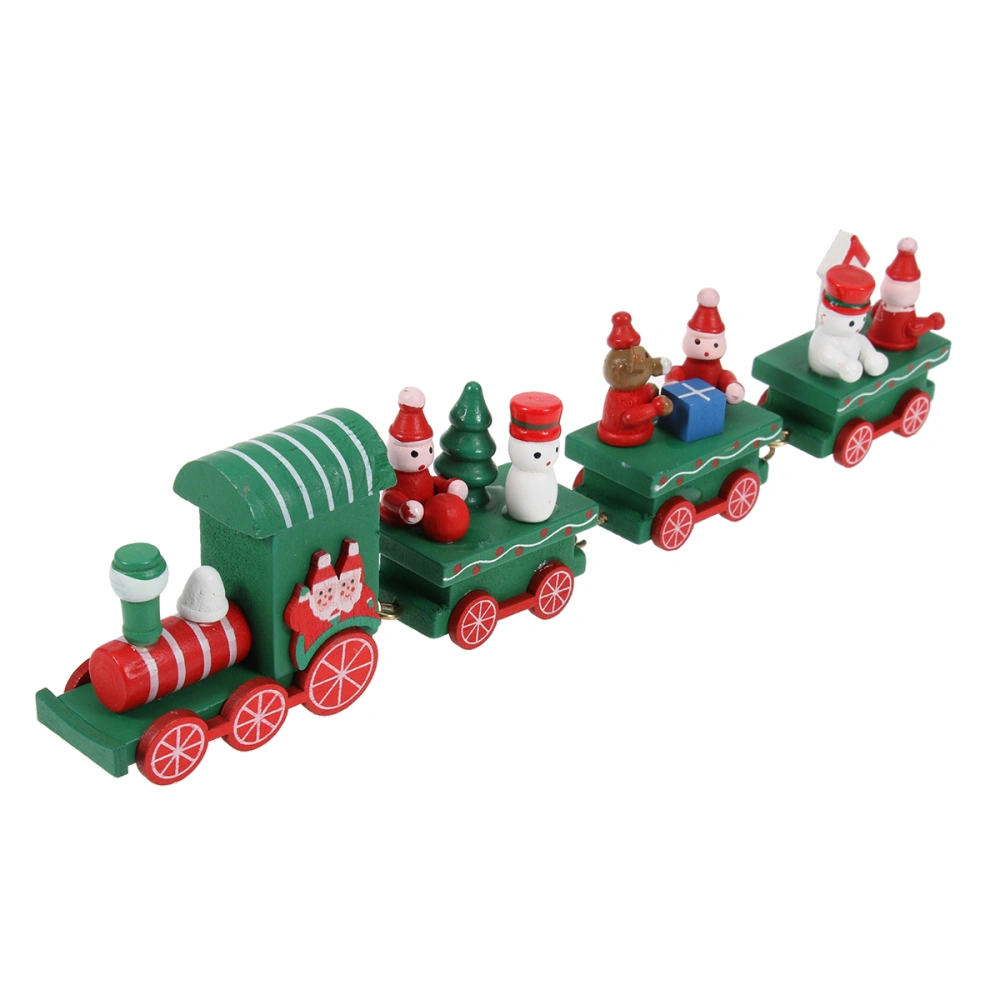 Christmas Wooden Trains Green Mini Train Wooden Craft Kids Toy Gift for Christmas Decoration Kids Kindergarten