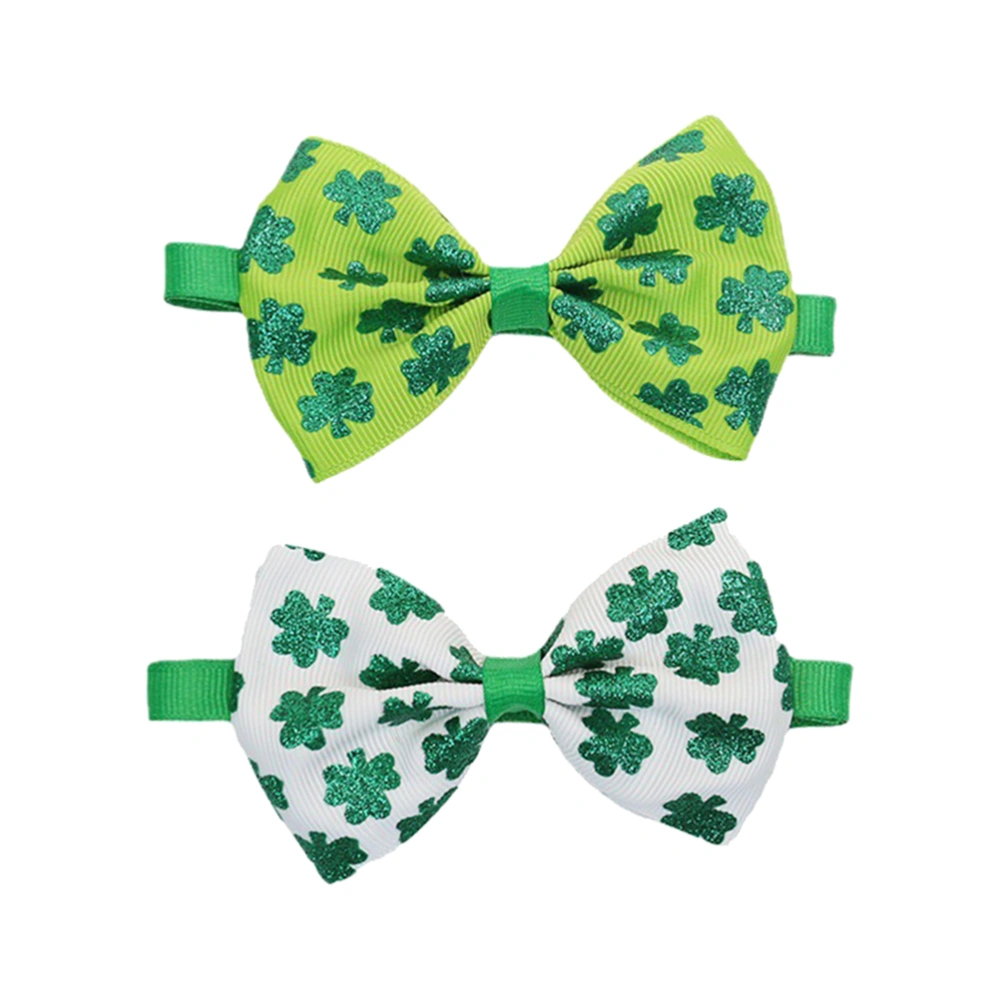 2PCS St. Patrick's Day Pet Bow Ties Irish's Festival Clover Bow Ties Pet Costume Decors