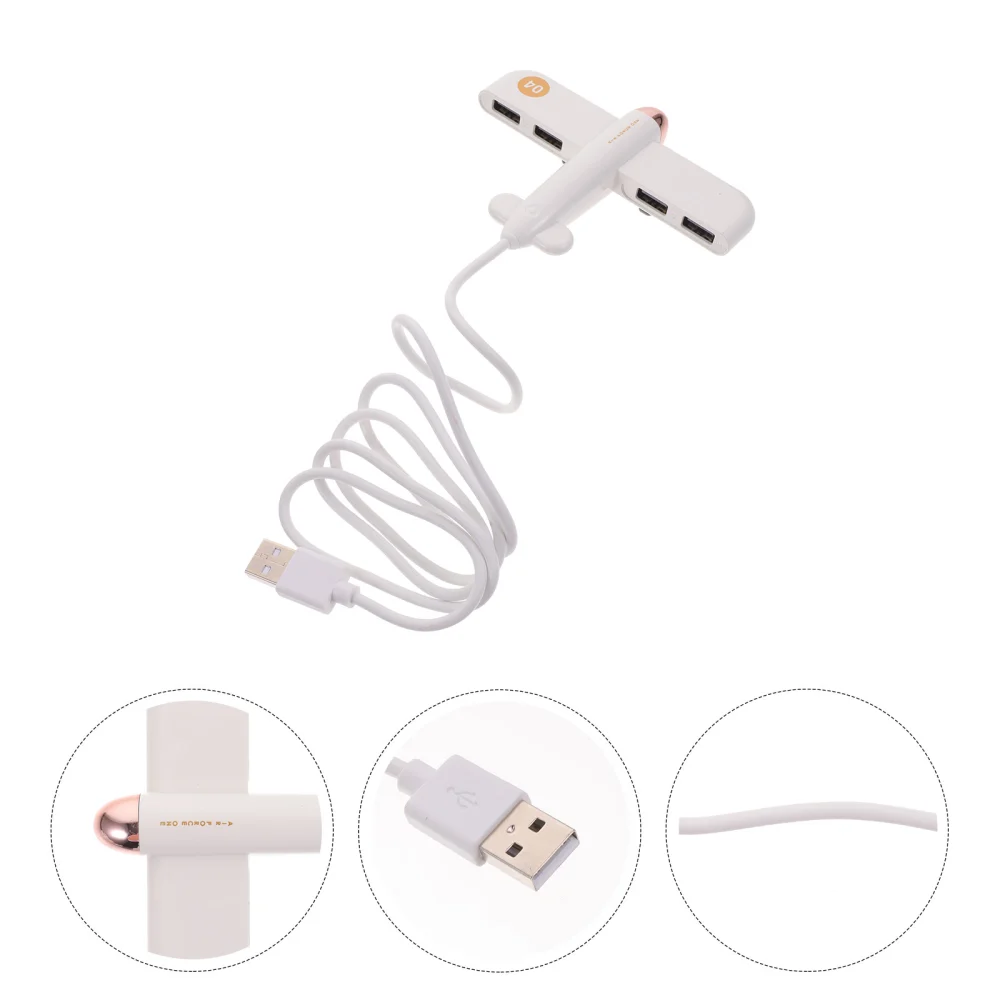 4 USB 2.0 1 to 4 Creative Airplane Design Multi-function Charger Converter Extension Line Expansion Multi-port HUB Hub (White)