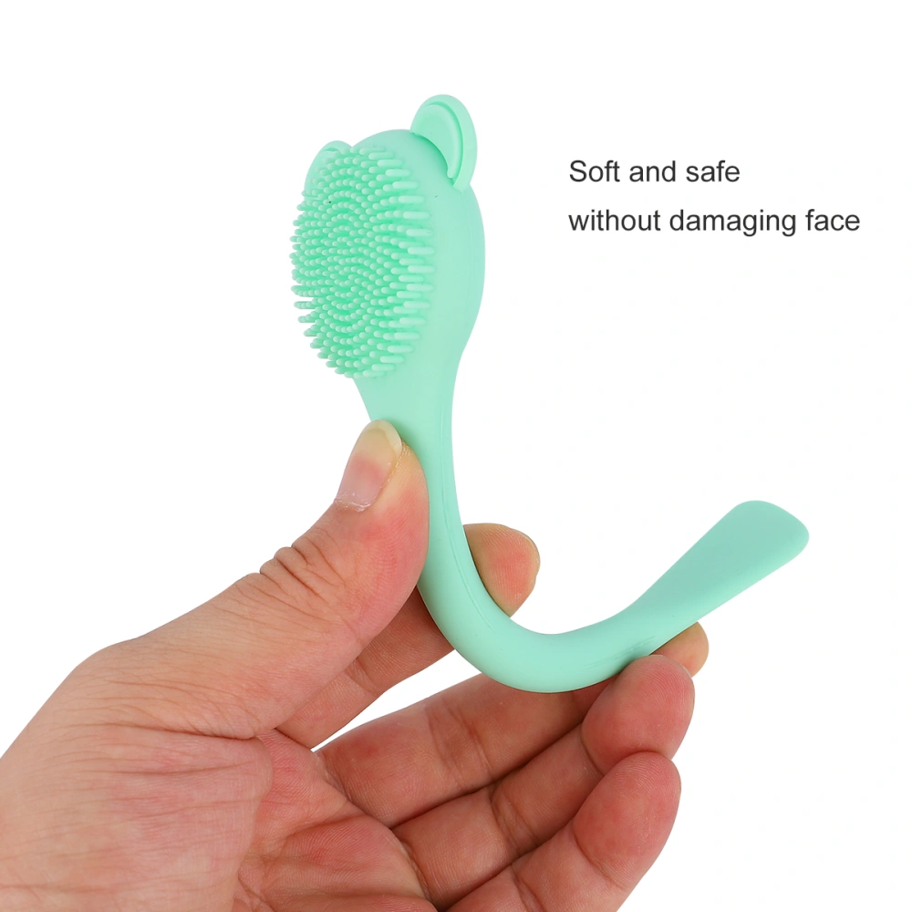 2pcs Silicone Cleaning Brush Long Handle Face Cleaning Brush Multifunction Face Cleansing Tool for Female Women with Brush Head (Green)