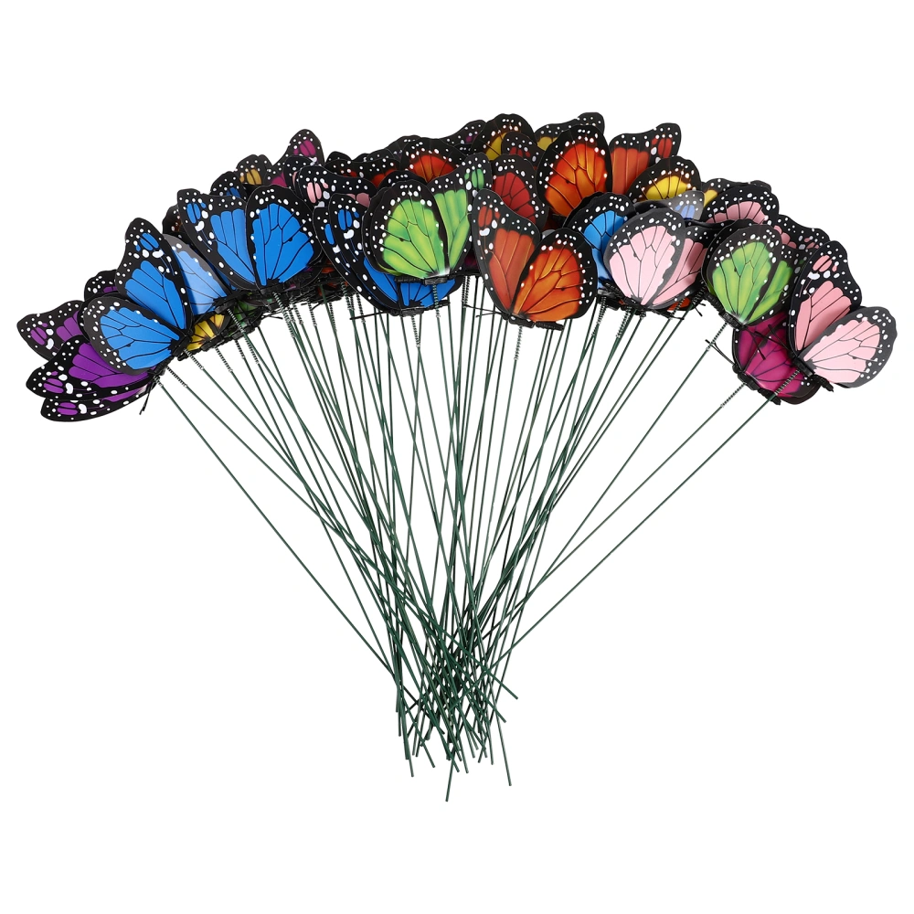 50Pcs Butterflies Stakes Decoration Ornaments for Outdoor Yard Planter