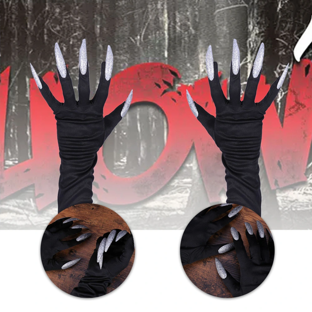 4Pcs Halloween Costume Gloves Ghost Nail Gloves Long Fingernails Cosplay Props