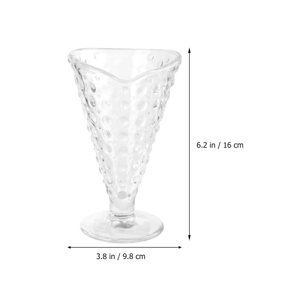 1pc Glass Ice Cream Cup Milk Tea Cup Milkshake Cold Drink Ice Cream Holder Bowl for Home Restaurant Hotel (240ML Transaparent)