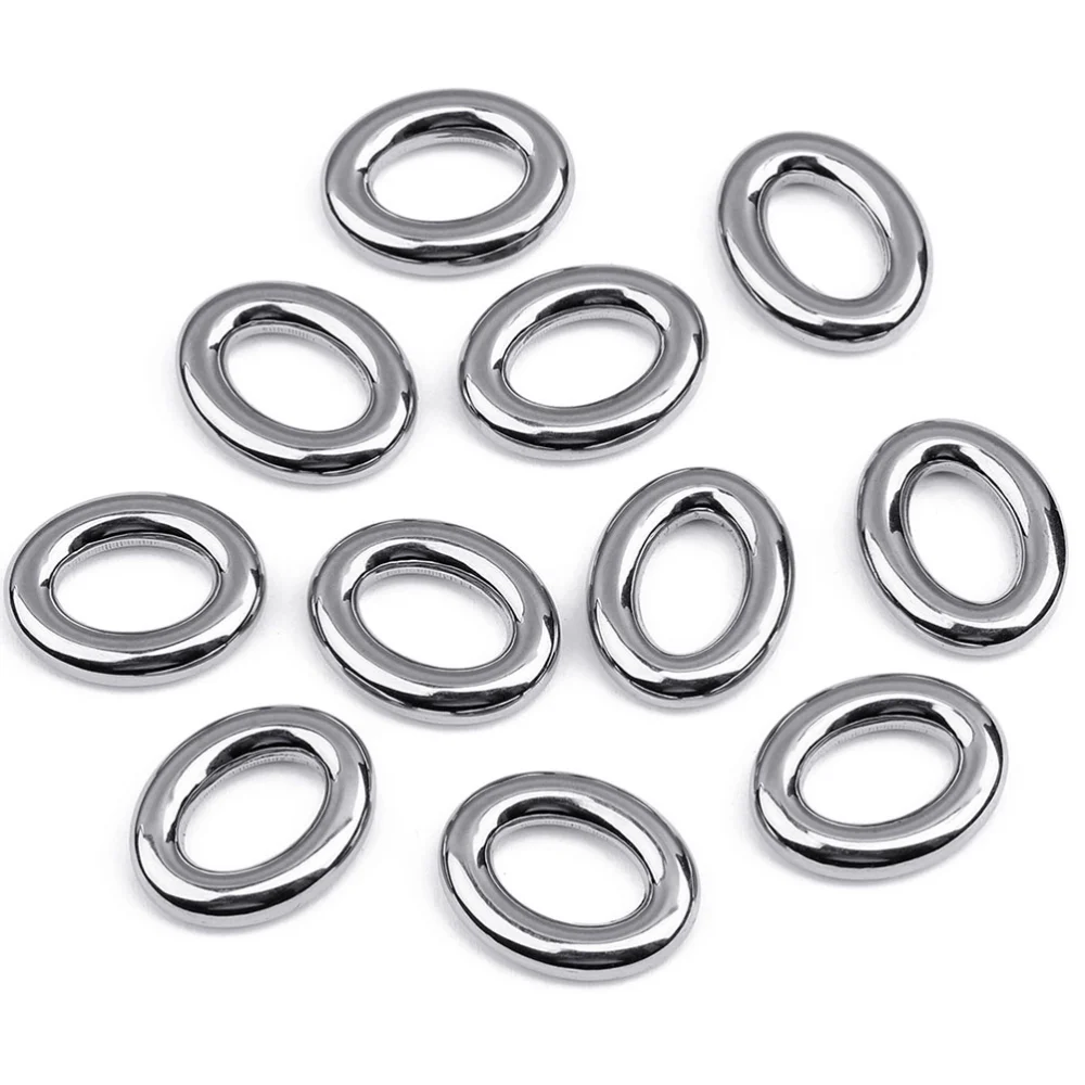 10 Pcs Stainless Steel Oval Ring Jewelry Connecting Buckles One-piece Ring for Jewelry Making (Silver)