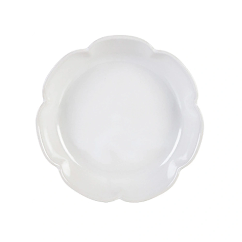 1pc Ceramic Fruit Plate Snack Plate Flower Shape Tableware for Home Restaurant (White)