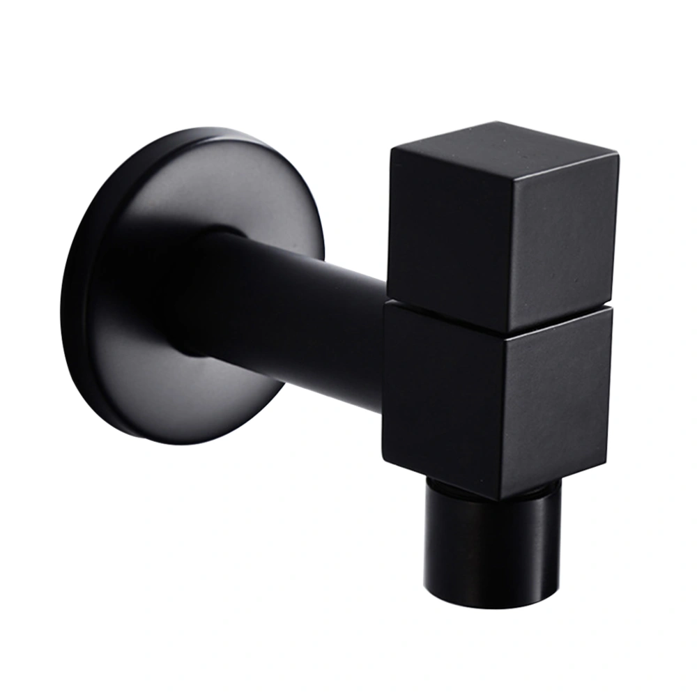 Black Full Copper Square Faucet Mop Pool Single Cold Tap Home Bathroom Use Water Tap(Black)