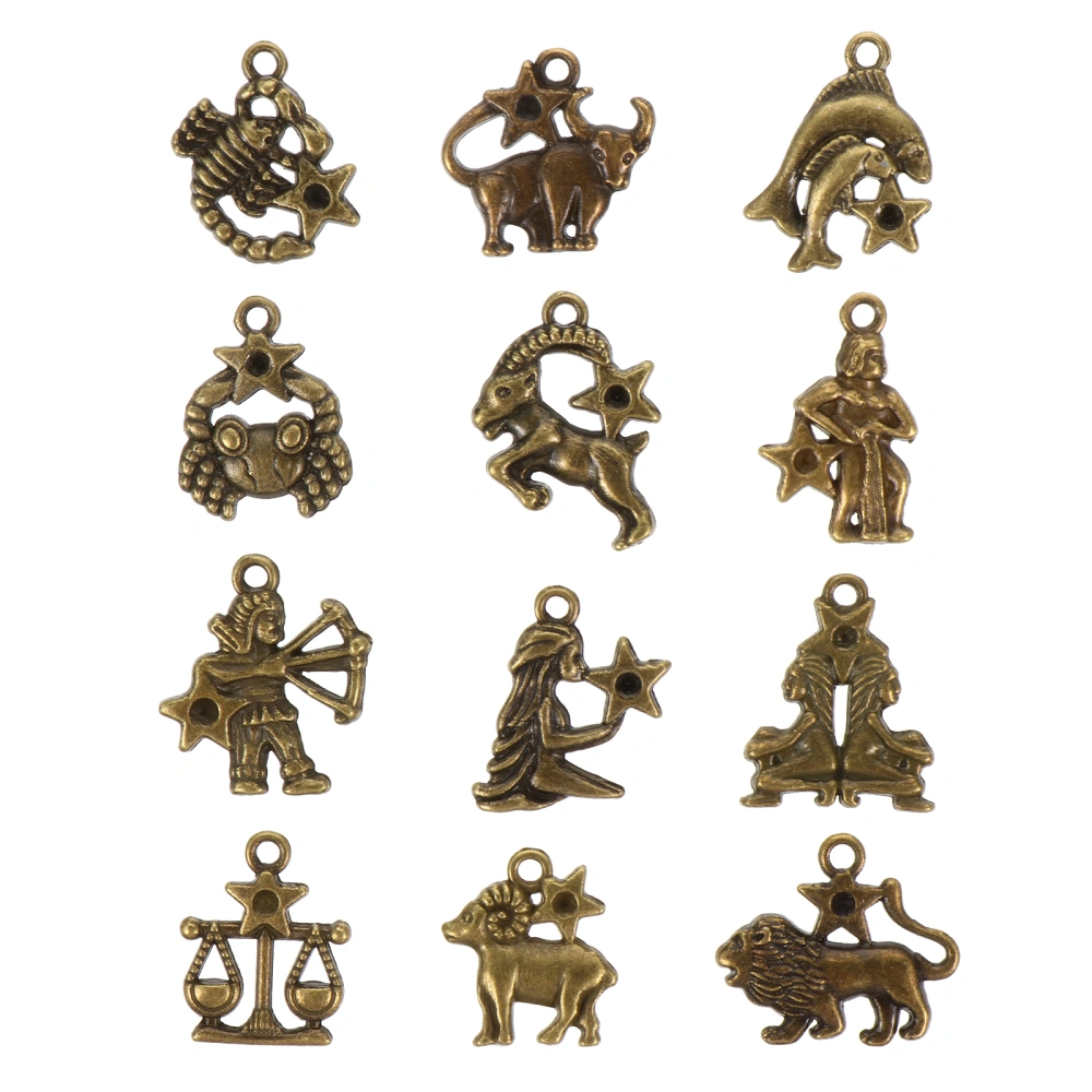 60pcs Twelve Constellations Alloy Pendant Necklace Pendants Retro DIY Pendant