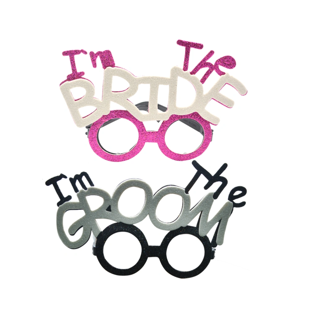 2pcs I'm The Bride I'm The Groom Glasses Funny Eyeglass Wedding Hen Party Bridal Shower Glasses Fancy Dress Props