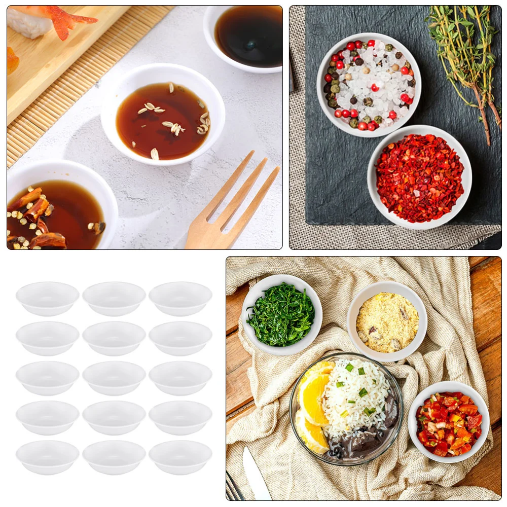 25Pcs Plastic Soy Sauce Dishes Practical Sauce Bowls Round Seasoning Dishes