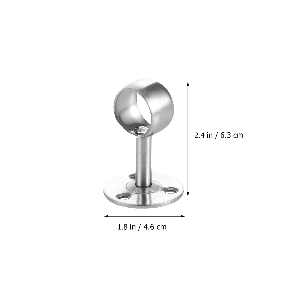 4pcs Stainless Shower Curtain Pipe Wardrobe Pole Holder Lever Flange Socket