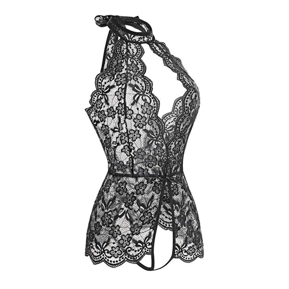 1PC Sexy Lace Lingerie Backless Joint Underwear Seductive Bind Underwear Flirting Clothing Supply for Women Black M