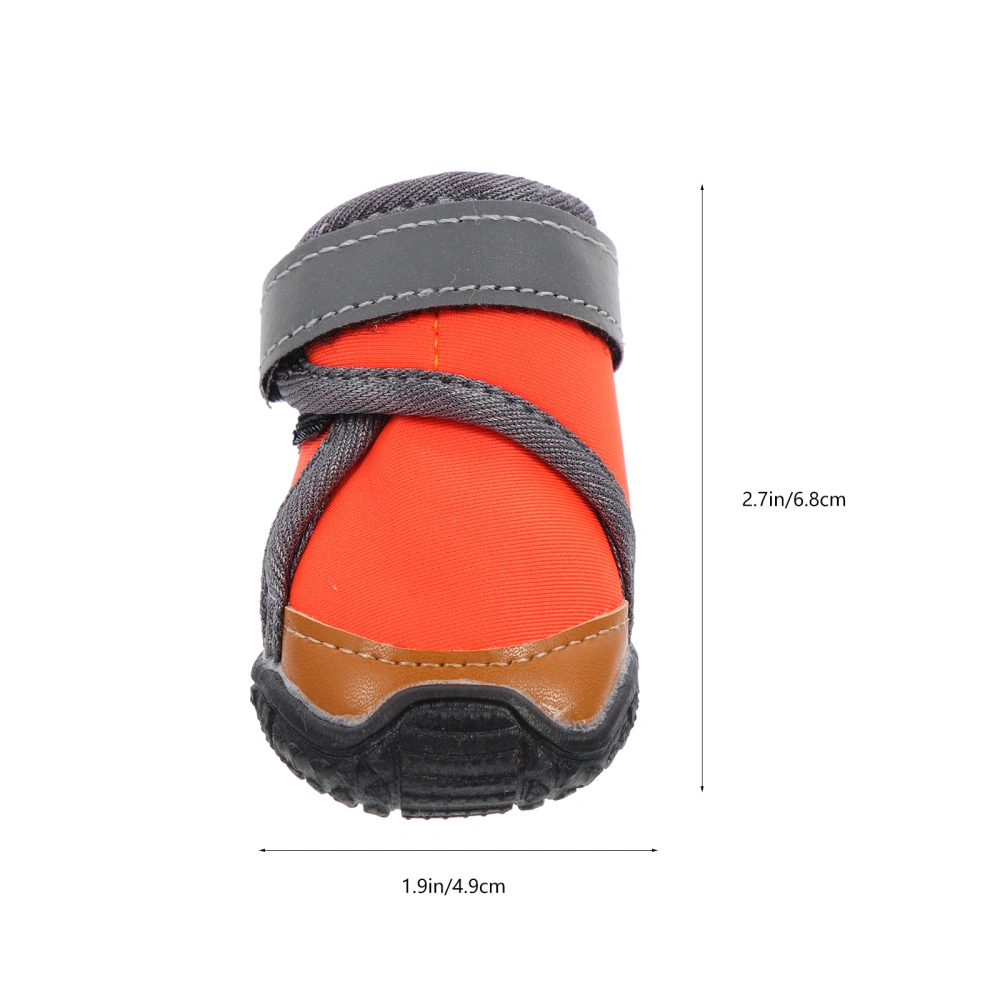 4Pcs Waterproof Dog Shoes Nonslip Sole Dog Boots Size S (Orange)