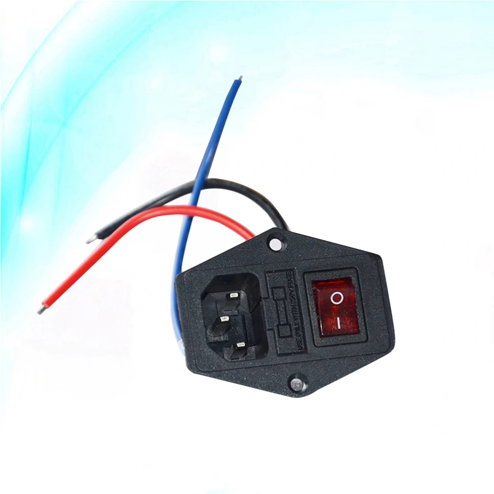 10A 250V Power Switch Power Outlet with Red Triple Rocker Switch Fused Module Plug for 3D Printer Parts