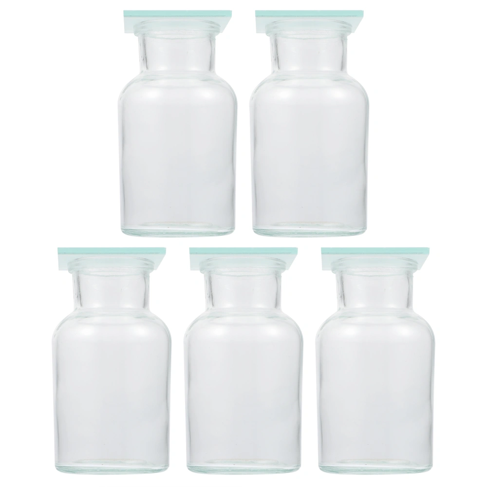 5Pcs Gas Collecting Bottles Transparent Glass Bottles with Glass Sheets for