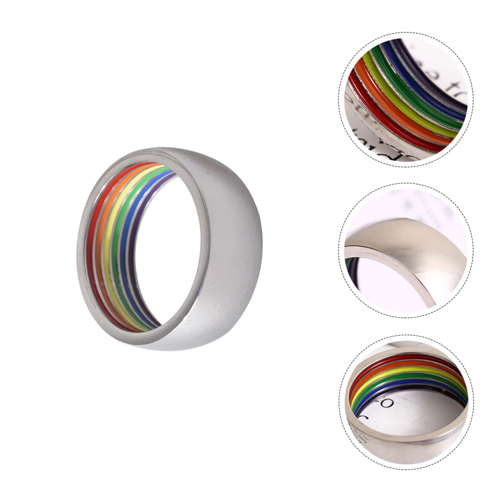 1PC 8MM Personality Rainbow Gay Ring Stainless Steel Rainbow Color Finger Ring