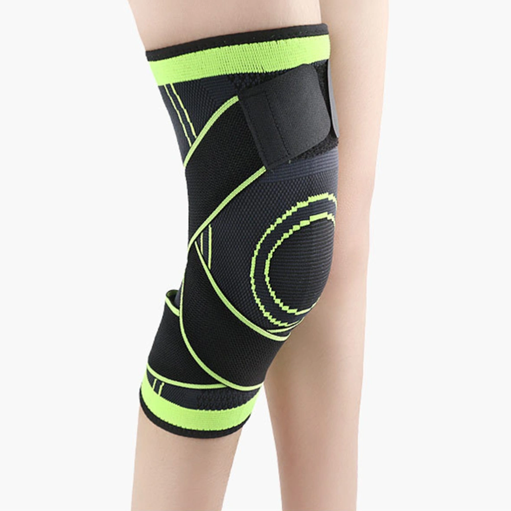 1 Pc Winding Design Kneecap Pressure Sports Kneepad Elastic Knee Protector Knit Knees Braces Green Size XL