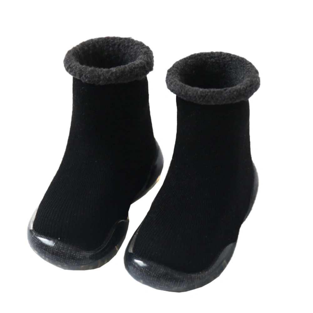 Cotton Baby Slipper Sock Skid Resistance Baby Slipper Sock Warm Baby Footgear Winter Baby Prewalker (Black Size 22/23)