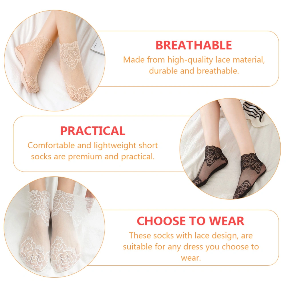 6 Pairs Lace Short Socks Thin Socks Ankle Socks Breathable Socks for Women