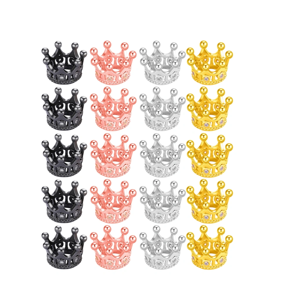 20PCS Mini Crown DIY Accessories Metal Handmade Zircon Crowns for Jewelry Making (Assorted Color)