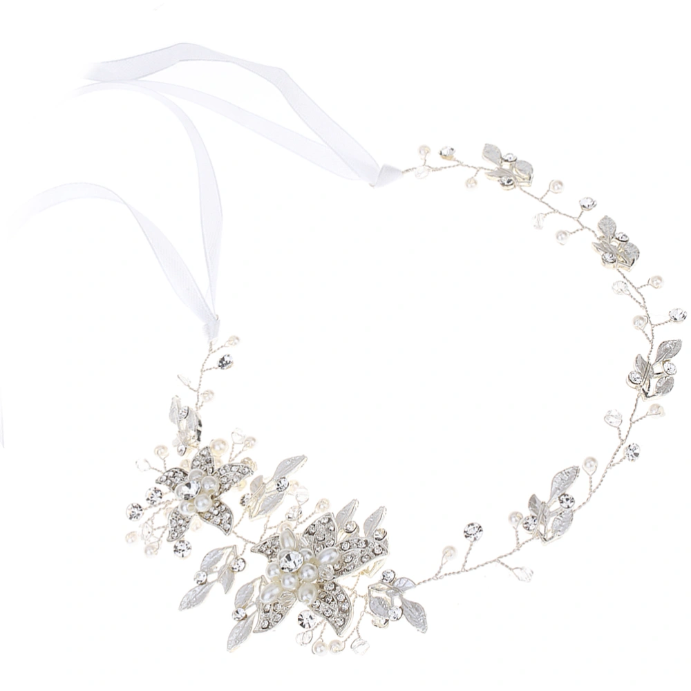 1PC Fashion Alloy Hairband Rhinestone Wedding Headdress Hair Accessory for Women Bride Ladies (Silver)