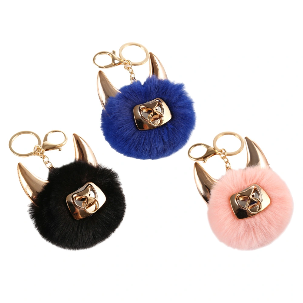 3pcs Adorable Key Chain Ox-head Shape Purse Pendants Schoolbag Hanging Ornaments