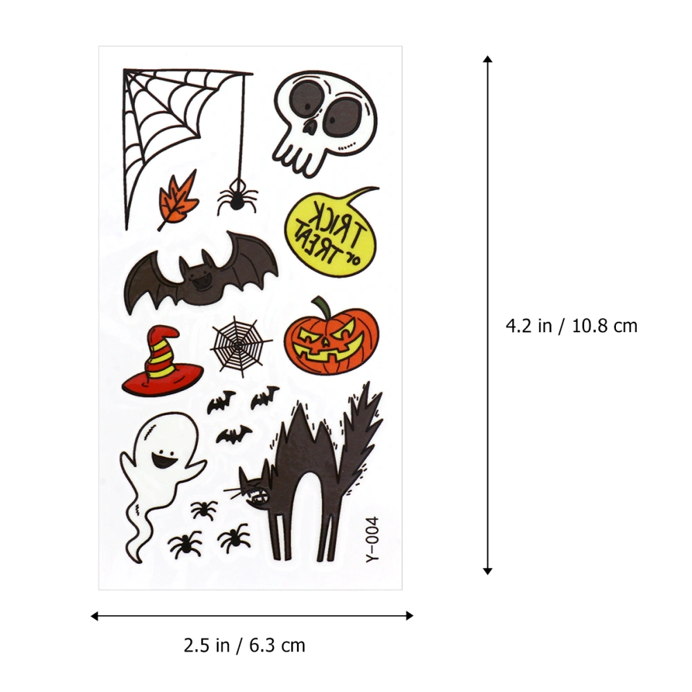 15 Sheets Halloween Tattoos Stickers Waterproof Luminous Stickers Tattoos Decals