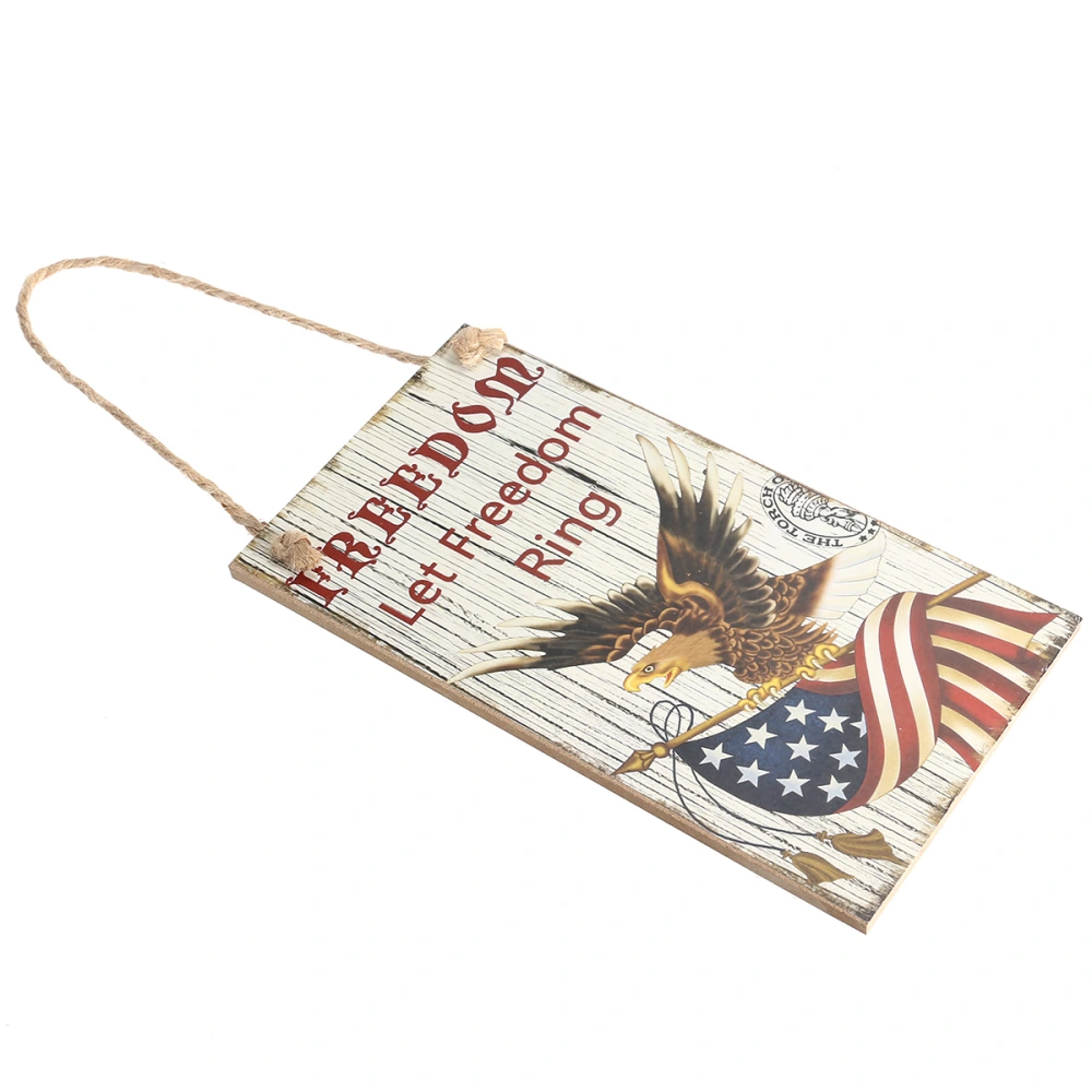 Fourth of July Party Wooden Plaque Freedom Hanging Sign Let Freedom Ring Door Hanger for Independence Day Decoration