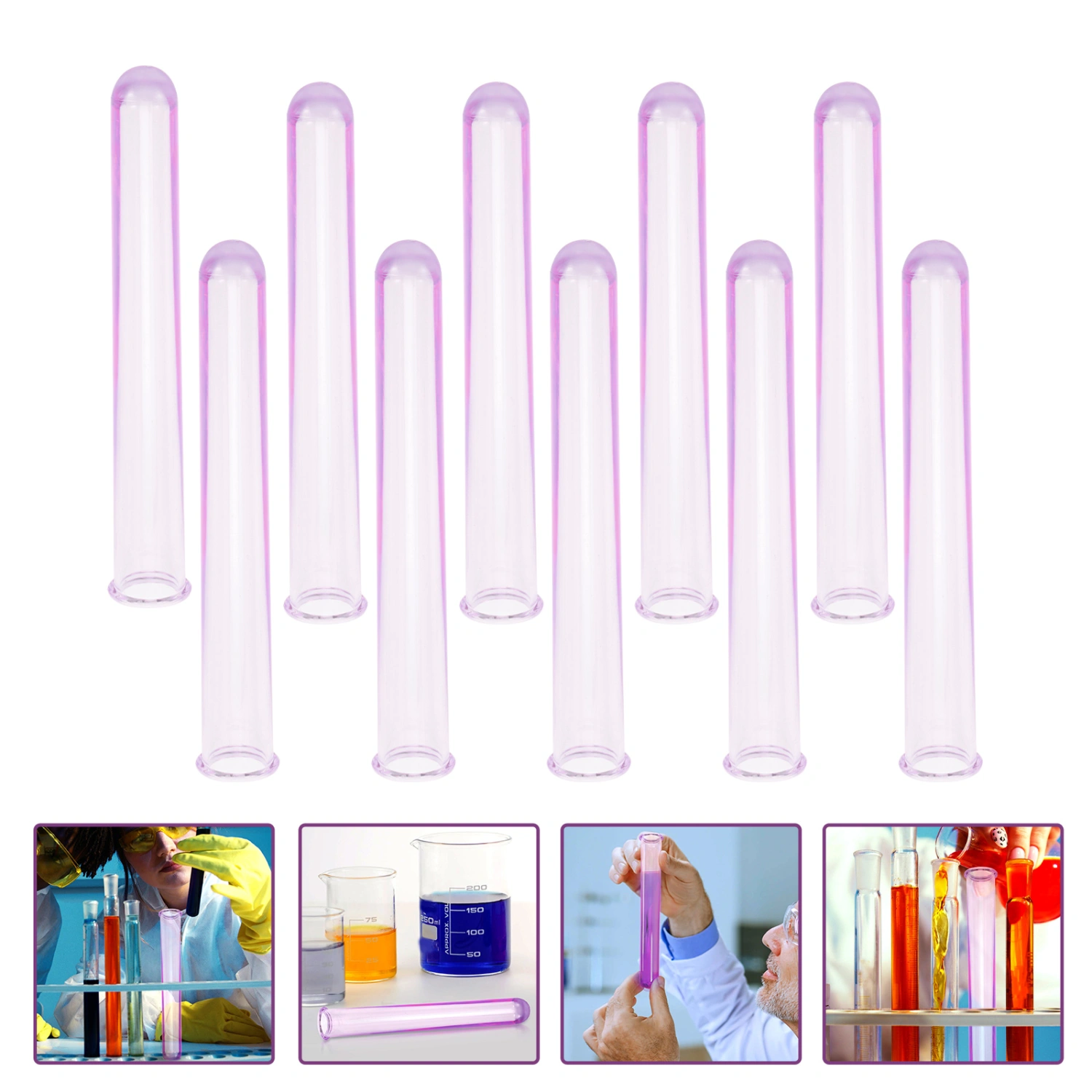 10Pcs Acrylic Sample Tubes Household Science Tubes Laboratory Chemical Tubes Laboratory Accessory