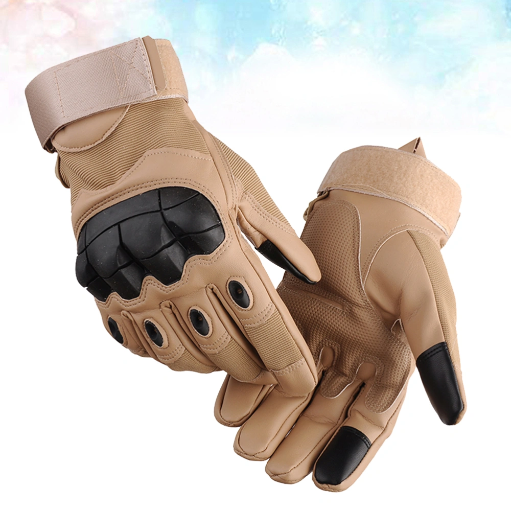 Outdoor Gloves Thicken Warm Windproof Gloves Anti-slid Touch Screen Gloves for Driving Cycling Motorcycle Camping (Sand Color, Size L)