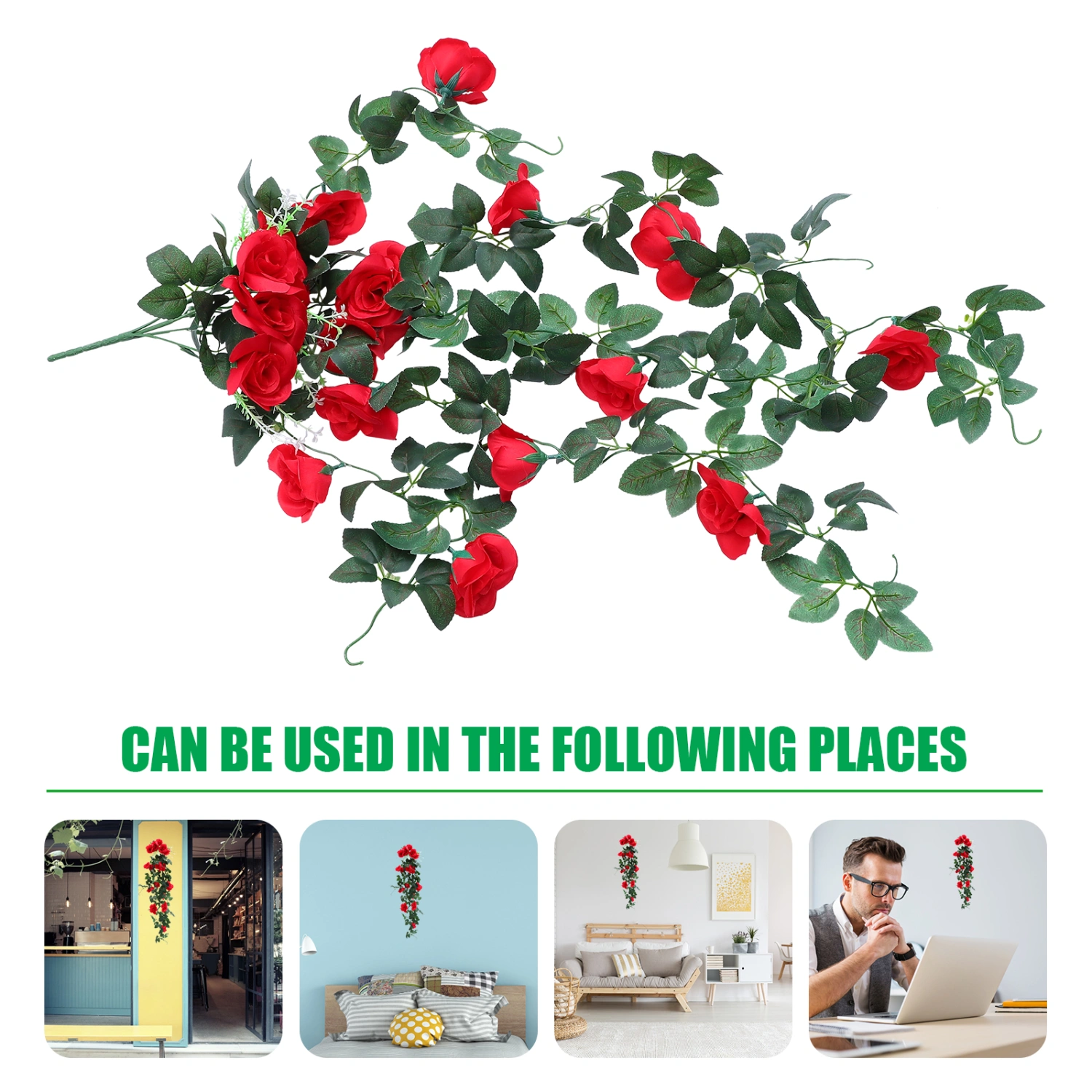 Rose Flower Hanging Vine Decorative Garland Simulation Flower Hanging Rattan
