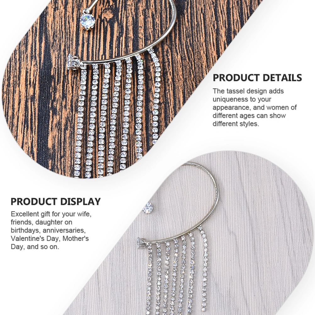 Long Tassel Left Ear Cuff Chain Earnings Ear Crawler Earrings Ear Wrap Earrings