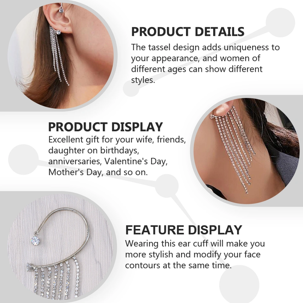 Long Tassel Left Ear Cuff Chain Earnings Ear Crawler Earrings Ear Wrap Earrings