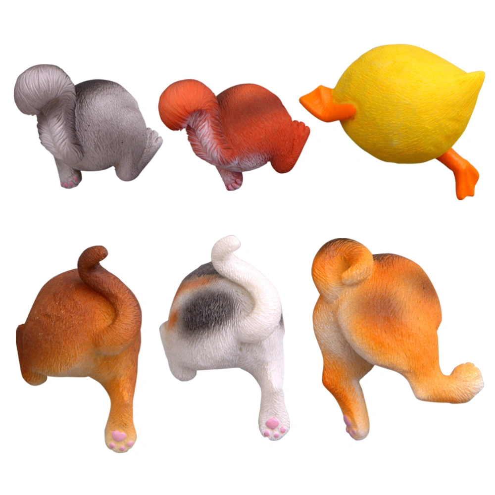 6pcs Animal Butt Magnets Fridge Strong Magnetic Refrigerator Whiteboard Magnets for Office Home Decoration