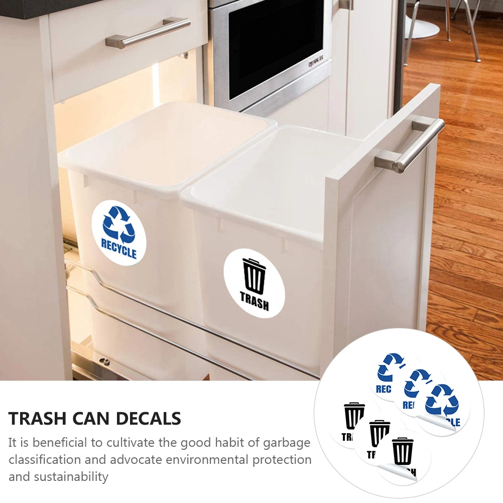 1 Set of 6 Sheets Garbage Classification Label Stickers Trash Can Stickers