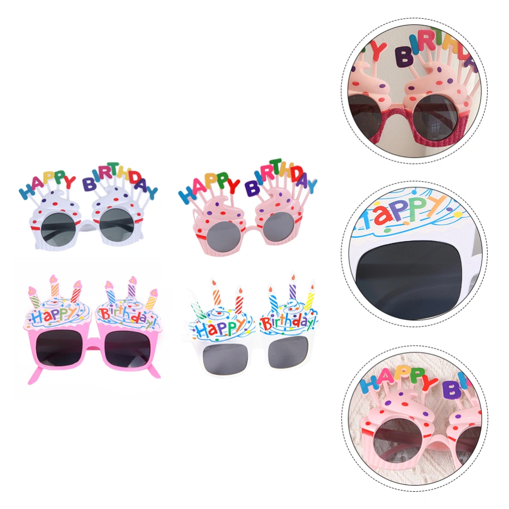 4Pcs Kids Birthday Glasses Funny Party Props Creative Decor Glasses for Party