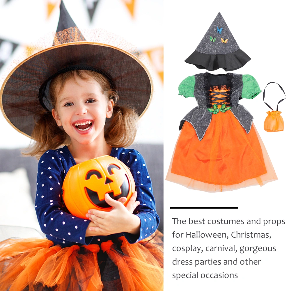 1 Set Fashionable Children Costume Set Witch Cosplay Costume Dress for Girls (130cm)